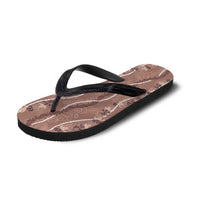 Hawaii Maile Lei Flip Flops With Brown Monstera Pattern - Polynesian Pride