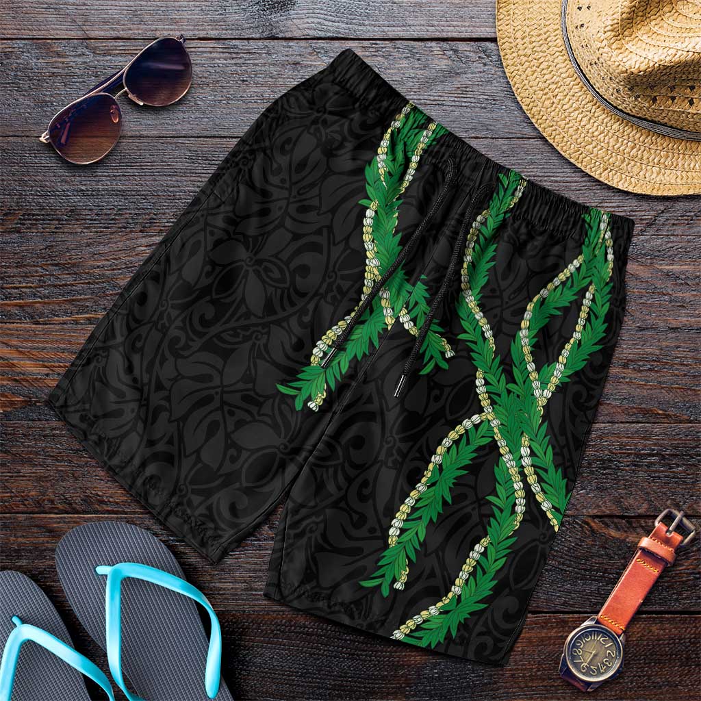 Hawaii Maile Lei Shorts for Men Aloha Black Color