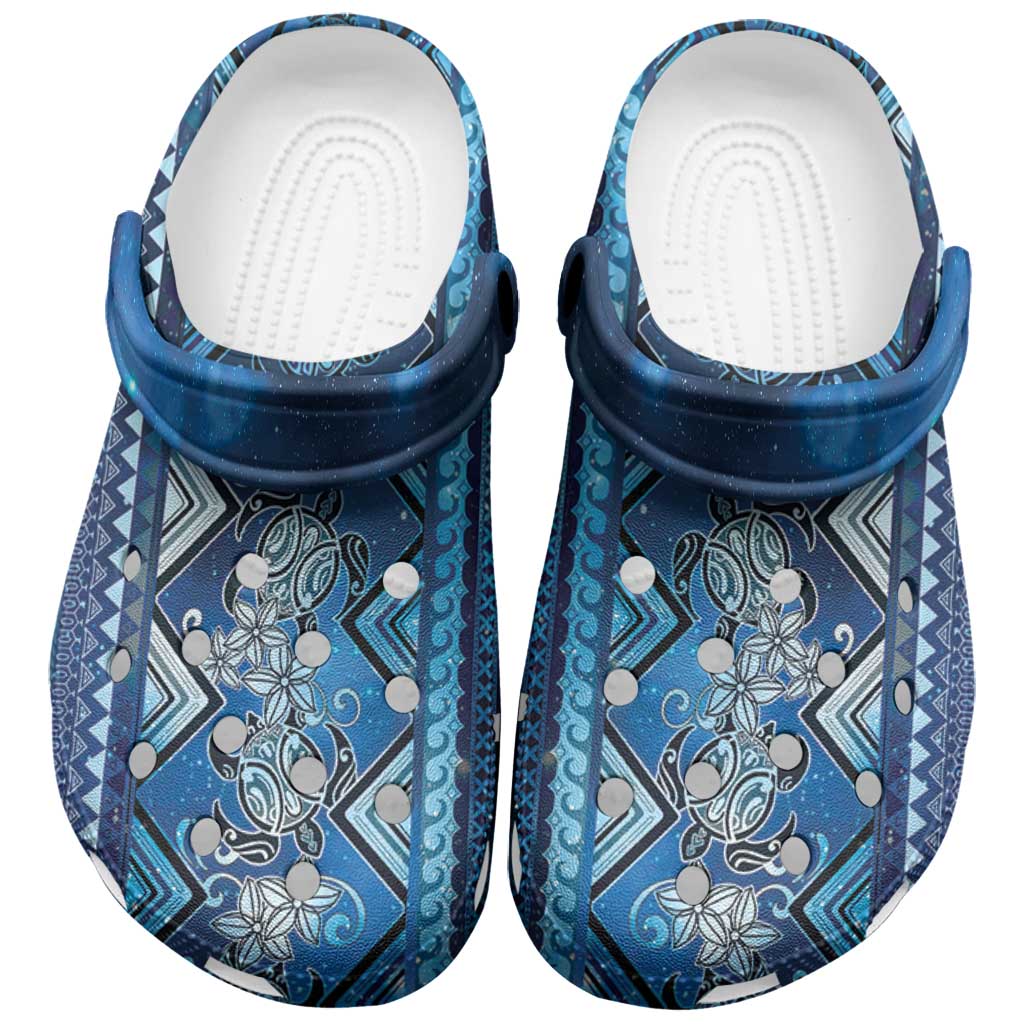 Hawaii Makahiki Turtle Clogs Shoes Galaxy Tapa Pattern - Polynesian Pride