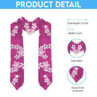 Hawaii Monstera Deliciosa Graduation Stole Pink Plumeria Polynesian Pattern