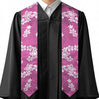 Hawaii Monstera Deliciosa Graduation Stole Pink Plumeria Polynesian Pattern