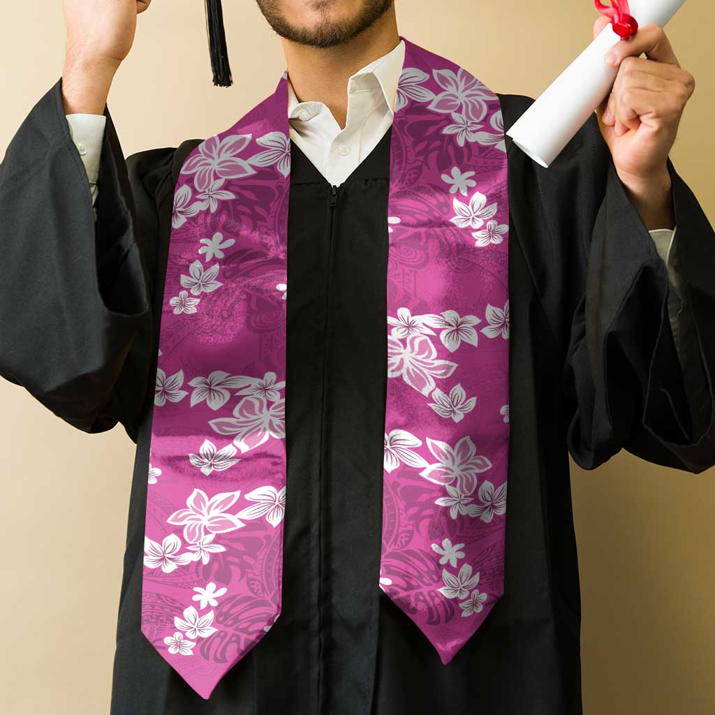 Hawaii Monstera Deliciosa Graduation Stole Pink Plumeria Polynesian Pattern