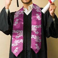 Hawaii Monstera Deliciosa Graduation Stole Pink Plumeria Polynesian Pattern