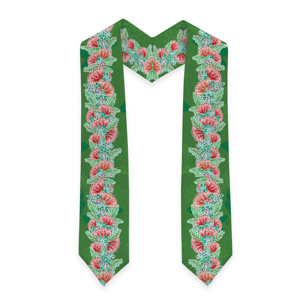 Hawaii Ohia Lehua Graduation Stole Tropical Vibes Green LT05 - Polynesian Pride
