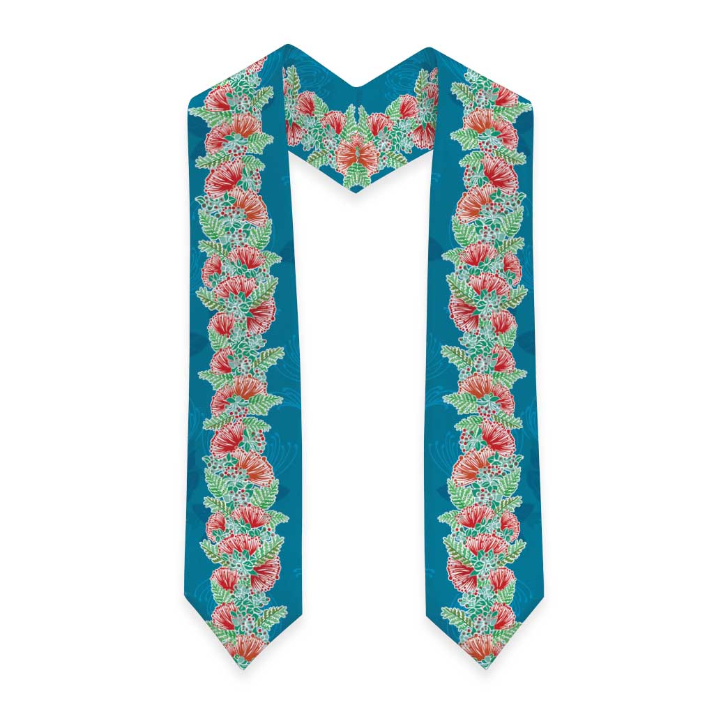 Hawaii Ohia Lehua Graduation Stole Tropical Vibes Teal LT05 - Polynesian Pride