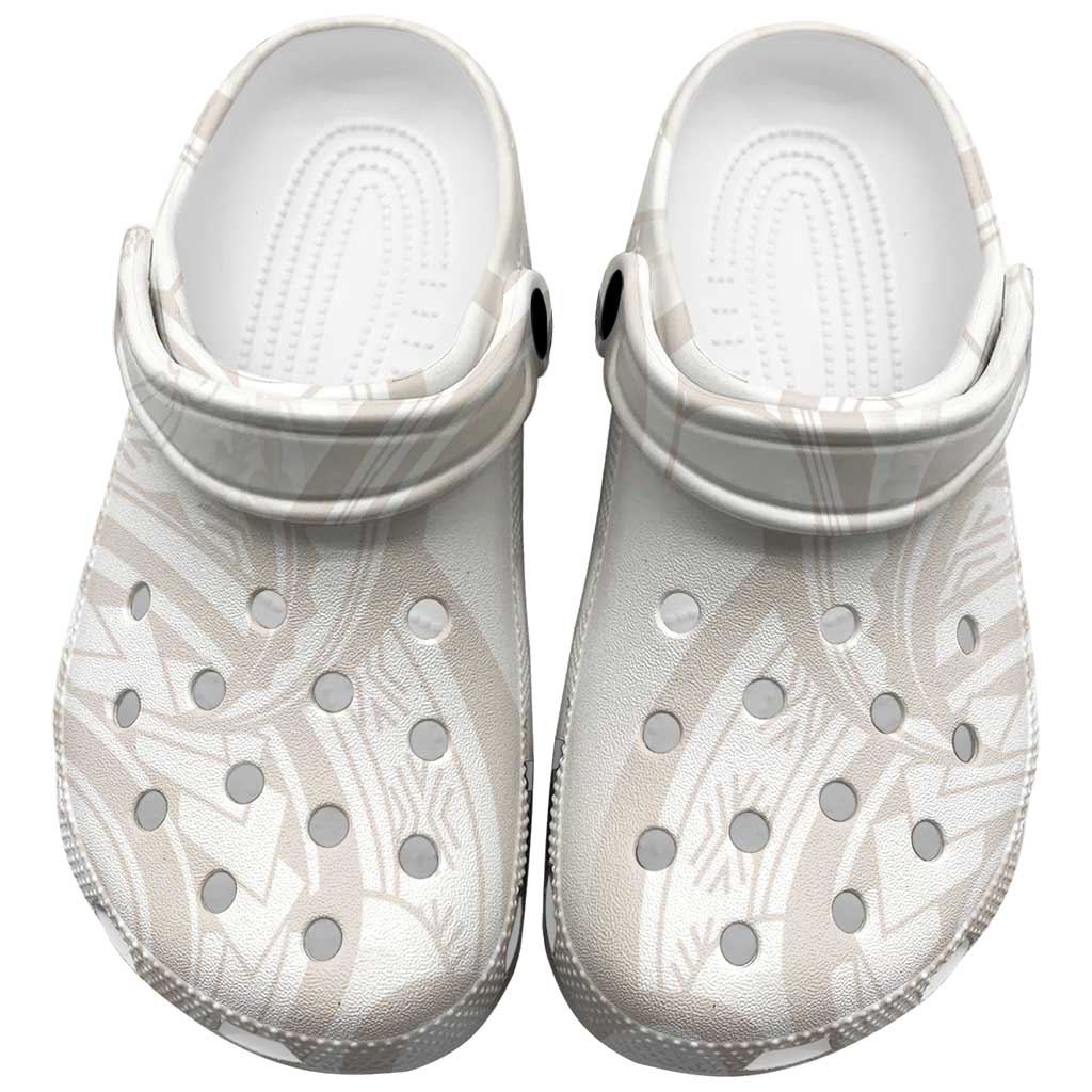 Hawaii Plumeria Lokelani Pikake Lei Clogs Shoes Sandy Beige Polynesian Tattoo