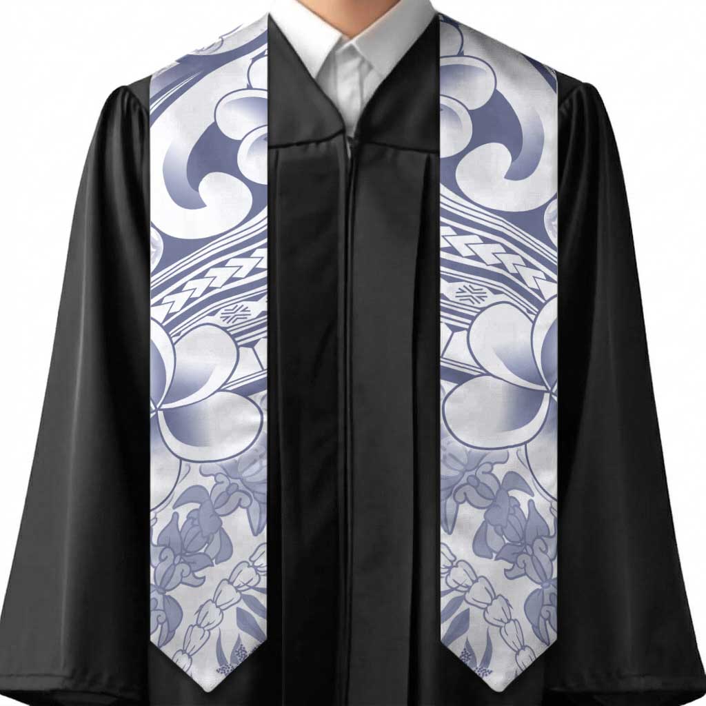 Hawaii Plumeria Lokelani Pikake Lei Graduation Stole Navy Blue Polynesian Tattoo