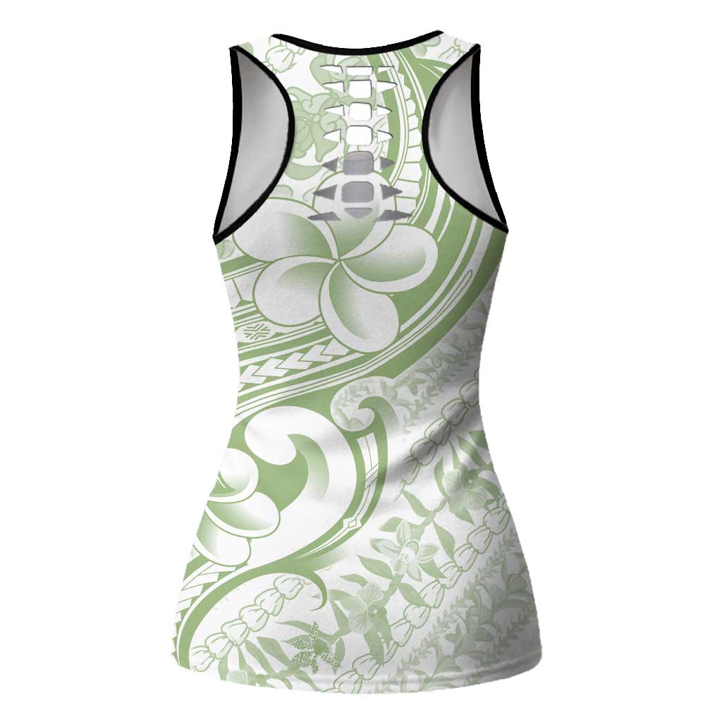 Hawaii Plumeria Lokelani Pikake Lei Hollow Tank Top Oma'oma'o Polynesian Tattoo