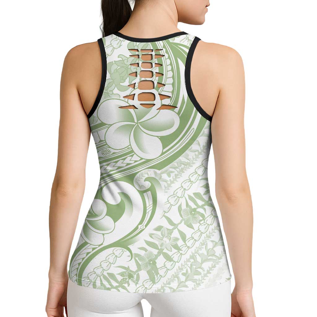 Hawaii Plumeria Lokelani Pikake Lei Hollow Tank Top Oma'oma'o Polynesian Tattoo