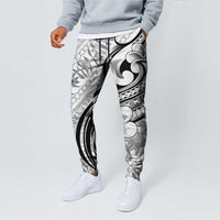 Hawaii Plumeria Lokelani Pikake Lei Jogger Pants Ele'ele Polynesian Tattoo