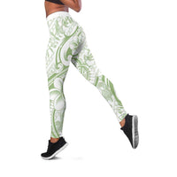 Hawaii Plumeria Lokelani Pikake Lei Leggings Oma'oma'o Polynesian Tattoo