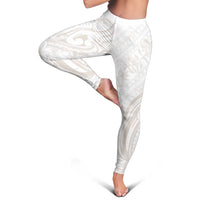 Hawaii Plumeria Lokelani Pikake Lei Leggings Sandy Beige Polynesian Tattoo