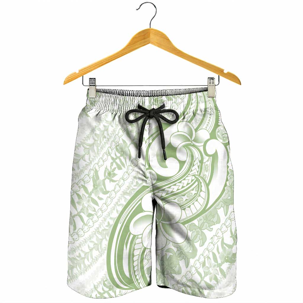 Hawaii Plumeria Lokelani Pikake Lei Shorts for Men Oma'oma'o Polynesian Tattoo