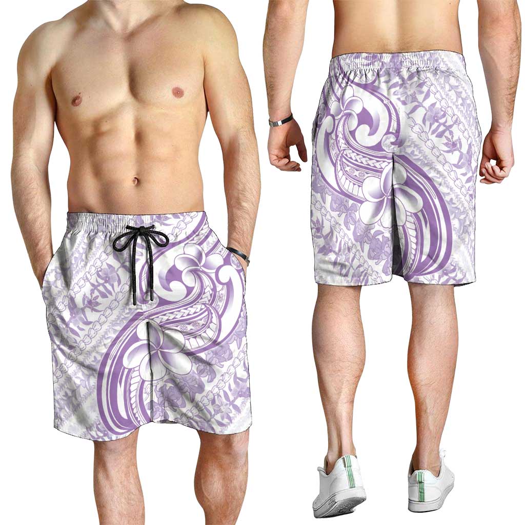 Hawaii Plumeria Lokelani Pikake Lei Shorts for Men Poni Polynesian Tattoo
