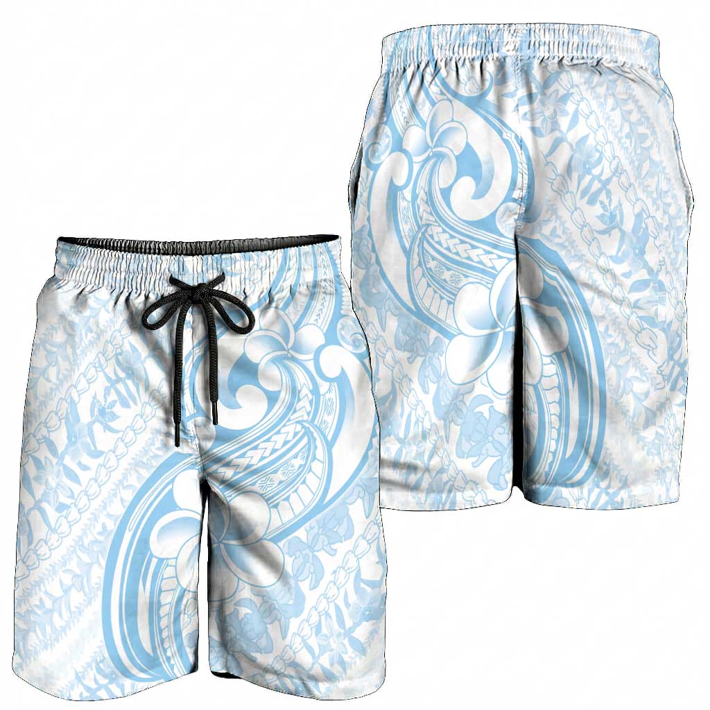 Hawaii Plumeria Lokelani Pikake Lei Shorts for Men Uliuli Polynesian Tattoo
