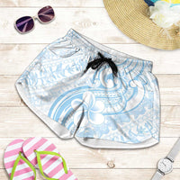 Hawaii Plumeria Lokelani Pikake Lei Shorts for Women Uliuli Polynesian Tattoo