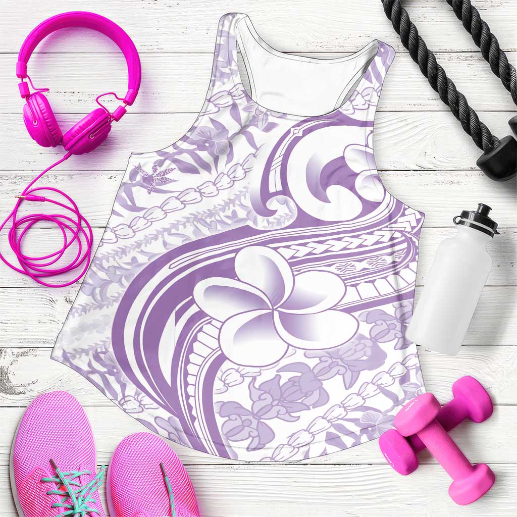 Hawaii Plumeria Lokelani Pikake Lei Women Racerback Tank Poni Polynesian Tattoo