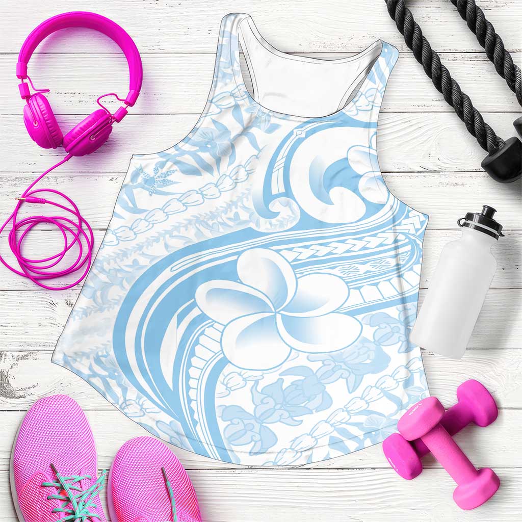 Hawaii Plumeria Lokelani Pikake Lei Women Racerback Tank Uliuli Polynesian Tattoo