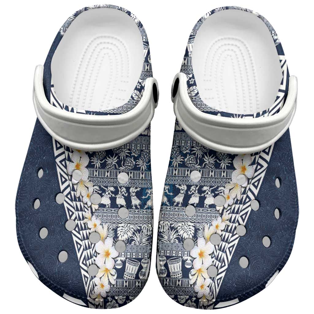 Hawaii Plumeria Tribal Vintage Clogs Shoes Special Blue