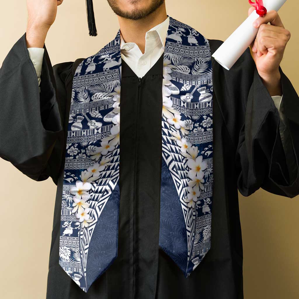 Hawaii Plumeria Tribal Vintage Graduation Stole Special Blue LT03 - Polynesian Pride