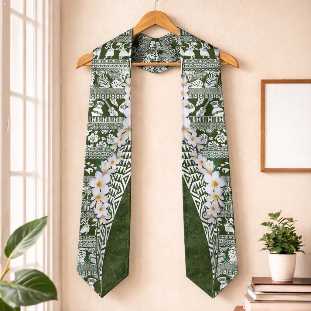 Hawaii Plumeria Tribal Vintage Graduation Stole Special Green