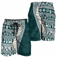 Hawaii Plumeria Tribal Vintage Shorts for Men Special Turquoise LT03 - Polynesian Pride