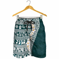 Hawaii Plumeria Tribal Vintage Shorts for Men Special Turquoise LT03 - Polynesian Pride
