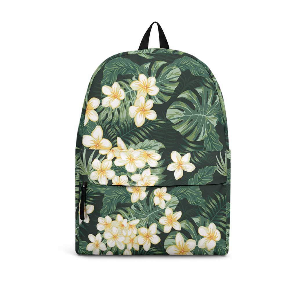 Hawaii Plumeria Tropical Leaves Backpack Monstera Calathea Palm Fronds LT01 Green - Polynesian Pride