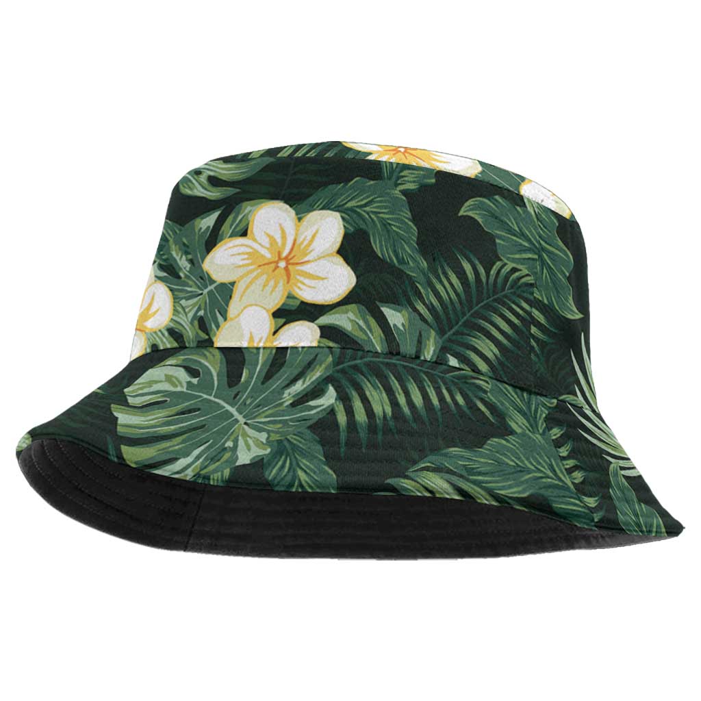 Hawaii Plumeria Tropical Leaves Bucket Hat Monstera Calathea Palm Fronds