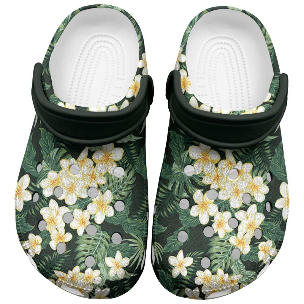 Hawaii Plumeria Tropical Leaves Clogs Shoes Monstera Calathea Palm Fronds