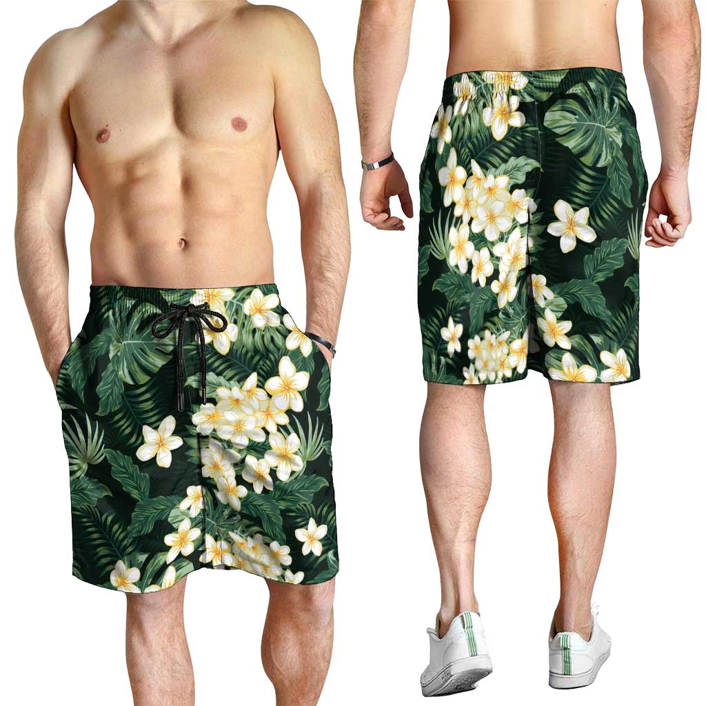 Hawaii Plumeria Tropical Leaves Shorts for Men Monstera Calathea Palm Fronds