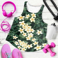 Hawaii Plumeria Tropical Leaves Women Racerback Tank Monstera Calathea Palm Fronds