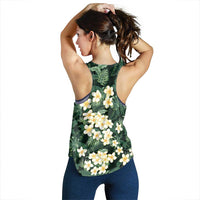 Hawaii Plumeria Tropical Leaves Women Racerback Tank Monstera Calathea Palm Fronds