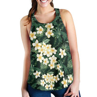 Hawaii Plumeria Tropical Leaves Women Racerback Tank Monstera Calathea Palm Fronds
