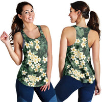 Hawaii Plumeria Tropical Leaves Women Racerback Tank Monstera Calathea Palm Fronds