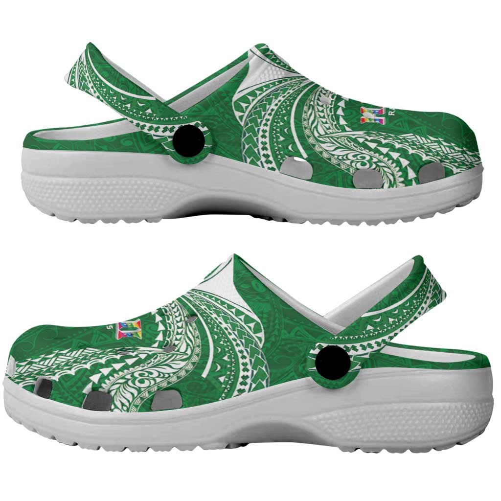 Hawaii Rainbow Warriors Clogs Shoes Polynesian Motif Green Color
