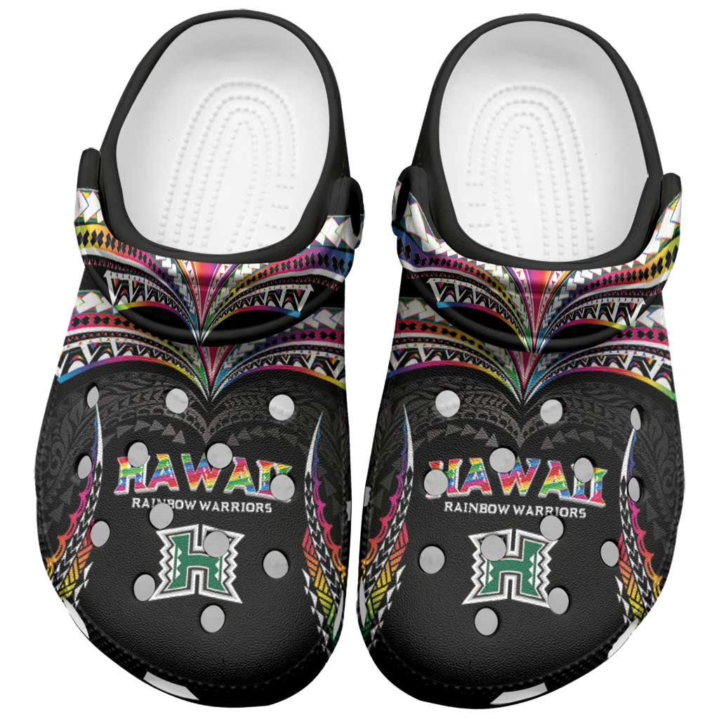Hawaii Rainbow Warriors Clogs Shoes Polynesian Motif Special Edition Rainbow Gradient