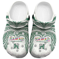 Hawaii Rainbow Warriors Clogs Shoes Polynesian Motif White Color