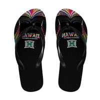 Hawaii Rainbow Warriors Flip Flops Polynesian Motif Special Edition Rainbow Gradient