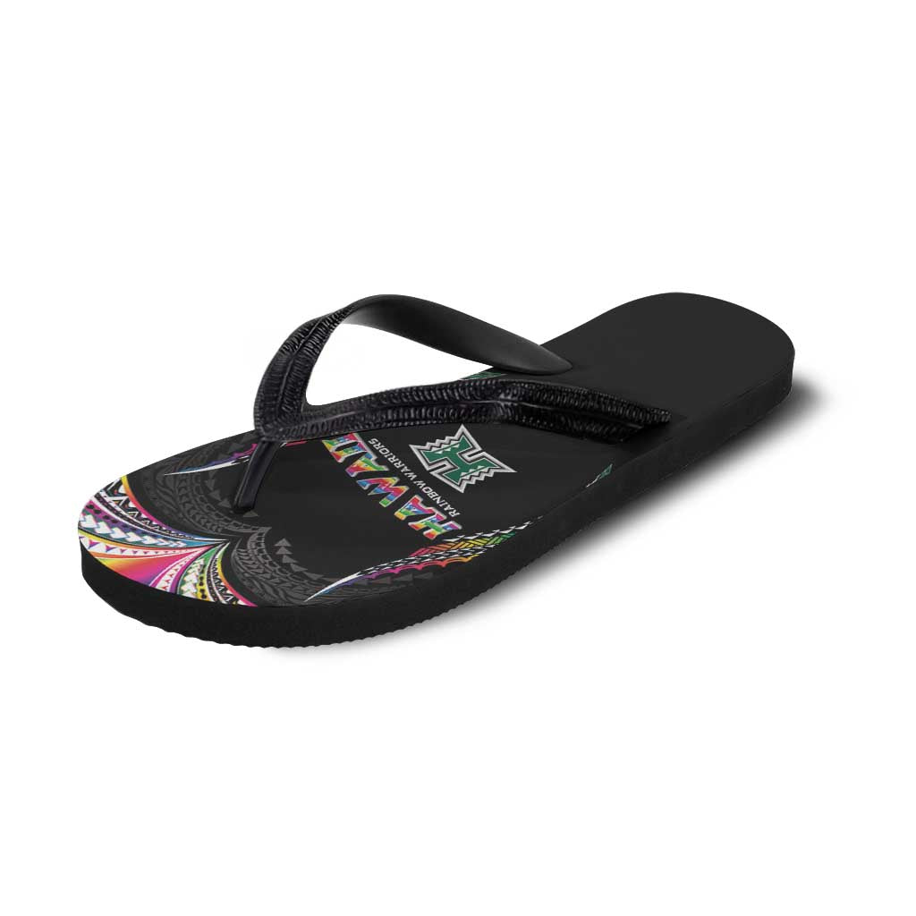 Hawaii Rainbow Warriors Flip Flops Polynesian Motif Special Edition Rainbow Gradient