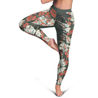Hawaii Tartan With Hibiscus Leggings Polynesian Pattern Vintage