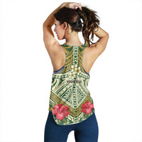 Hawaii Tiki Mask Personalized Women Racerback Tank Mele Kalikimaka i Iulai!
