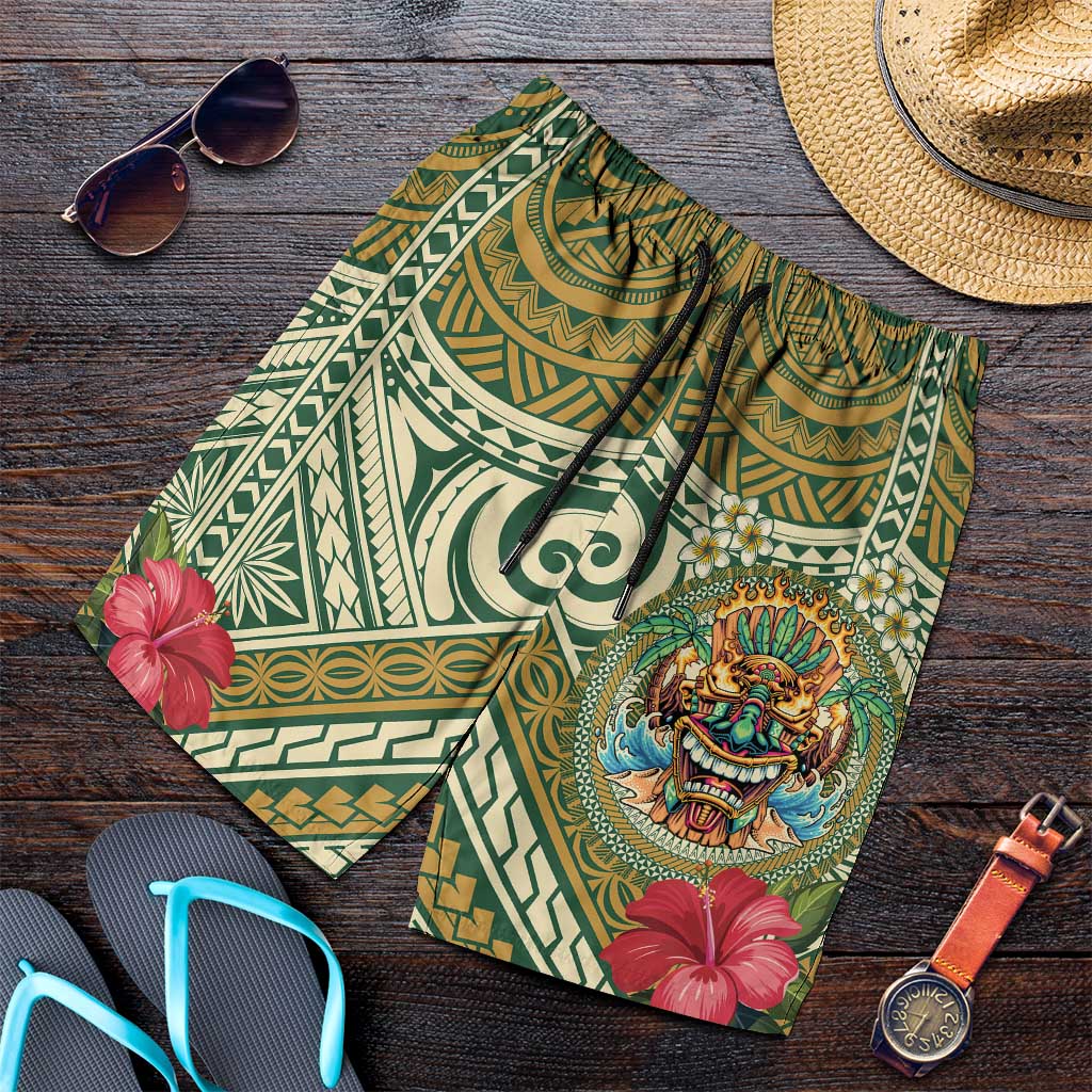 Hawaii Tiki Mask Shorts for Men Mele Kalikimaka i Iulai!