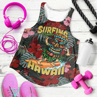 Hawaii Tiki Surfing Women Racerback Tank Mele Kalikimaka i Iulai!