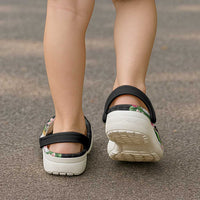 Hawaii Tropical Flowers Clogs Shoes Polynesian Tattoo Black