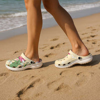 Hawaii Tropical Flowers Clogs Shoes Polynesian Tattoo Buttermilk LT05 - Polynesian Pride