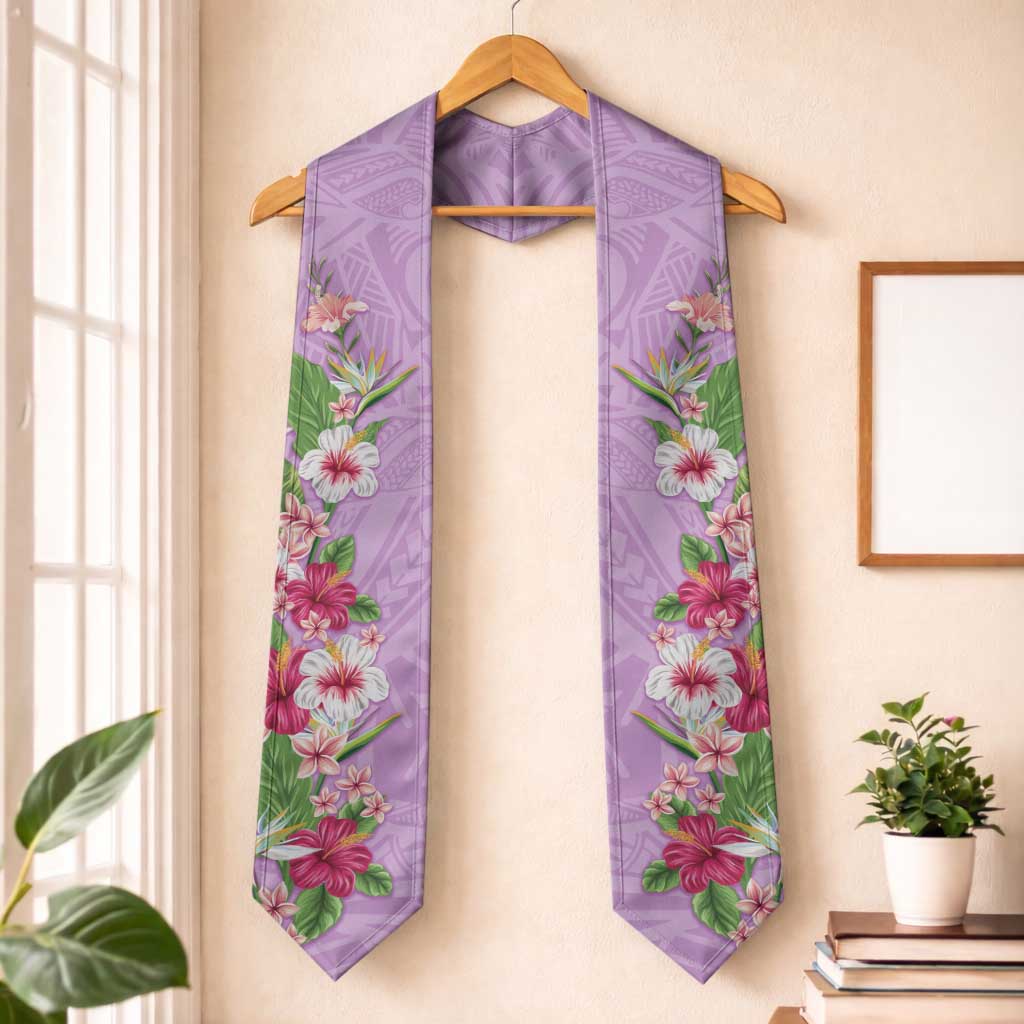 Hawaii Tropical Flowers Graduation Stole Lavender Polynesian Tattoo Art