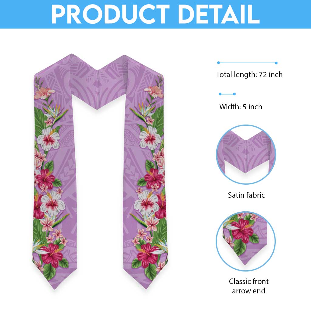 Hawaii Tropical Flowers Graduation Stole Lavender Polynesian Tattoo Art