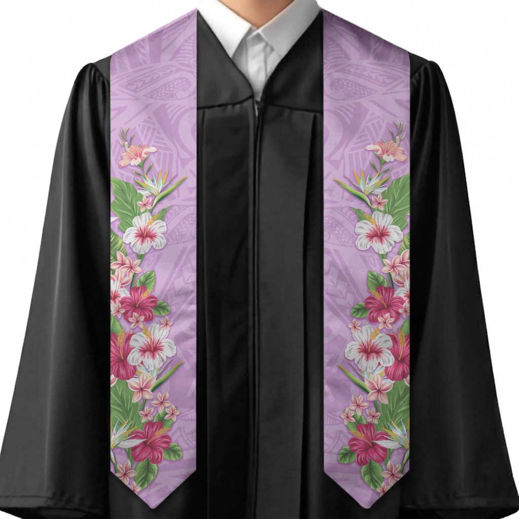 Hawaii Tropical Flowers Graduation Stole Lavender Polynesian Tattoo Art