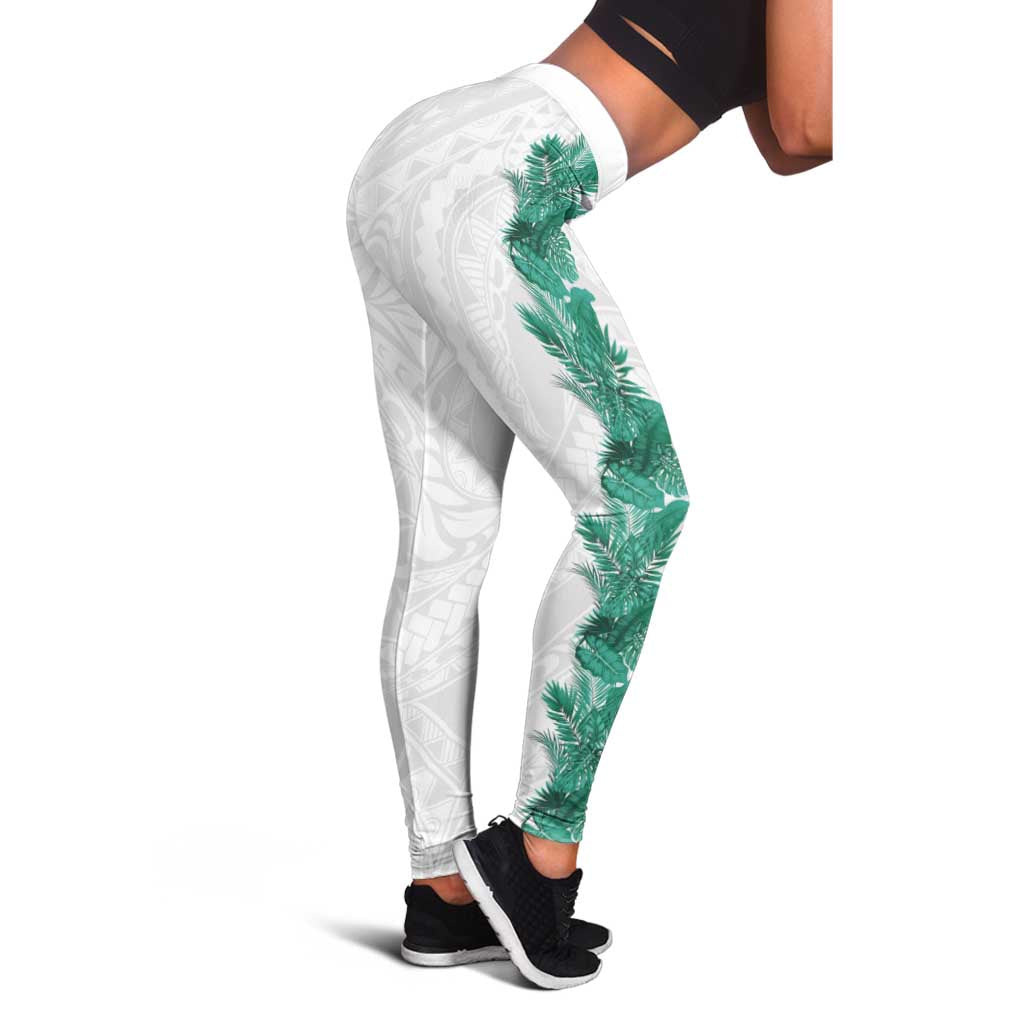 Hawaii Tropical Leaves Leggings Polynesian Pattern